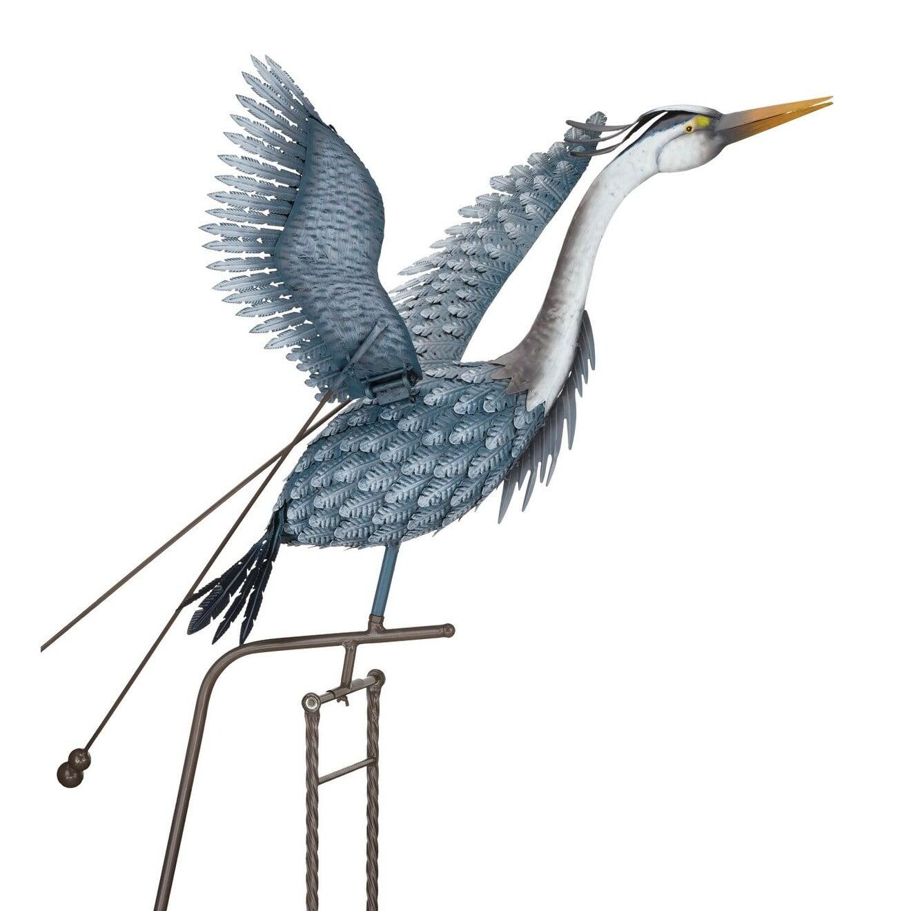 Heron Metal Rocker Stake with Flapping Wings