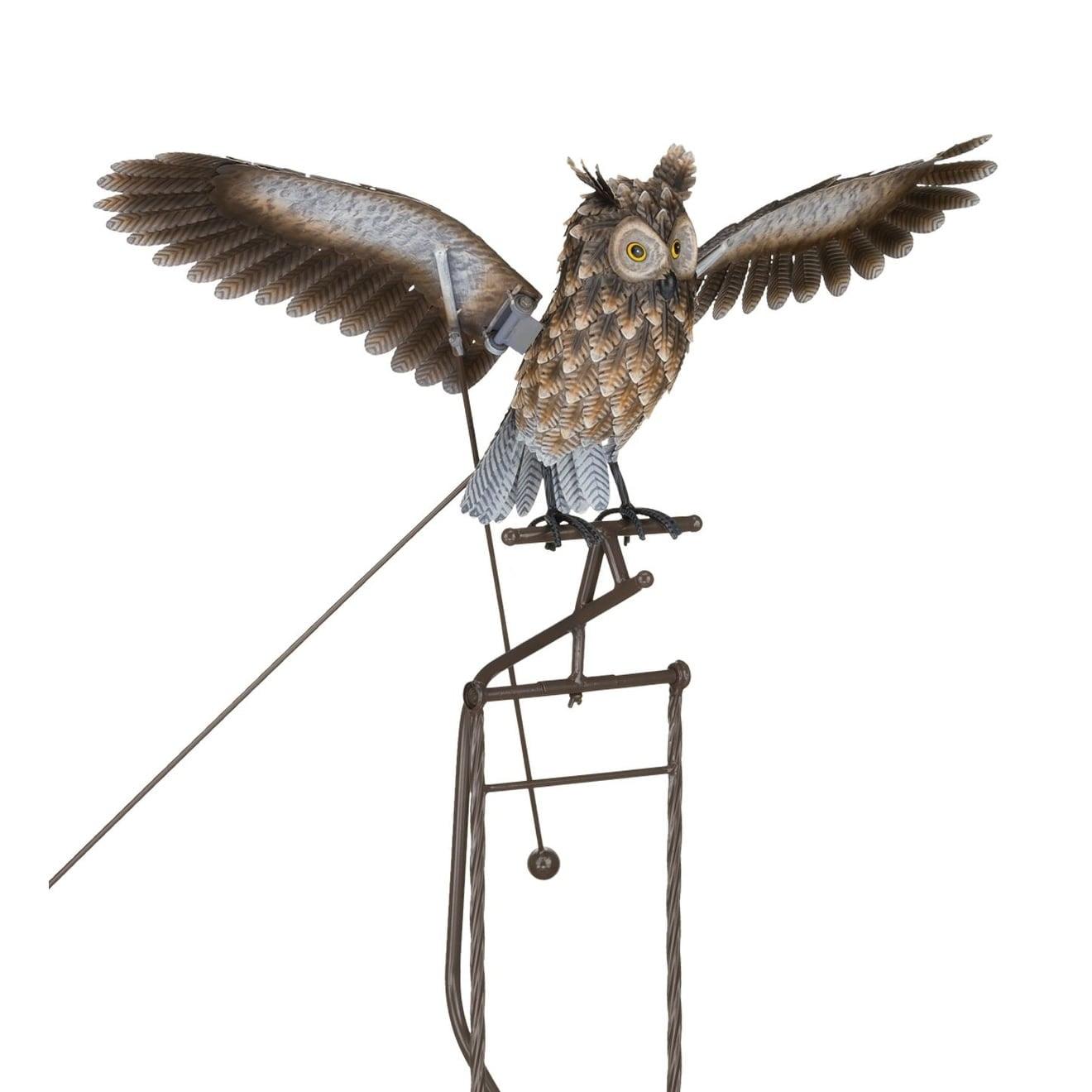 Large Gray Horned Owl Metal Rocker Stake