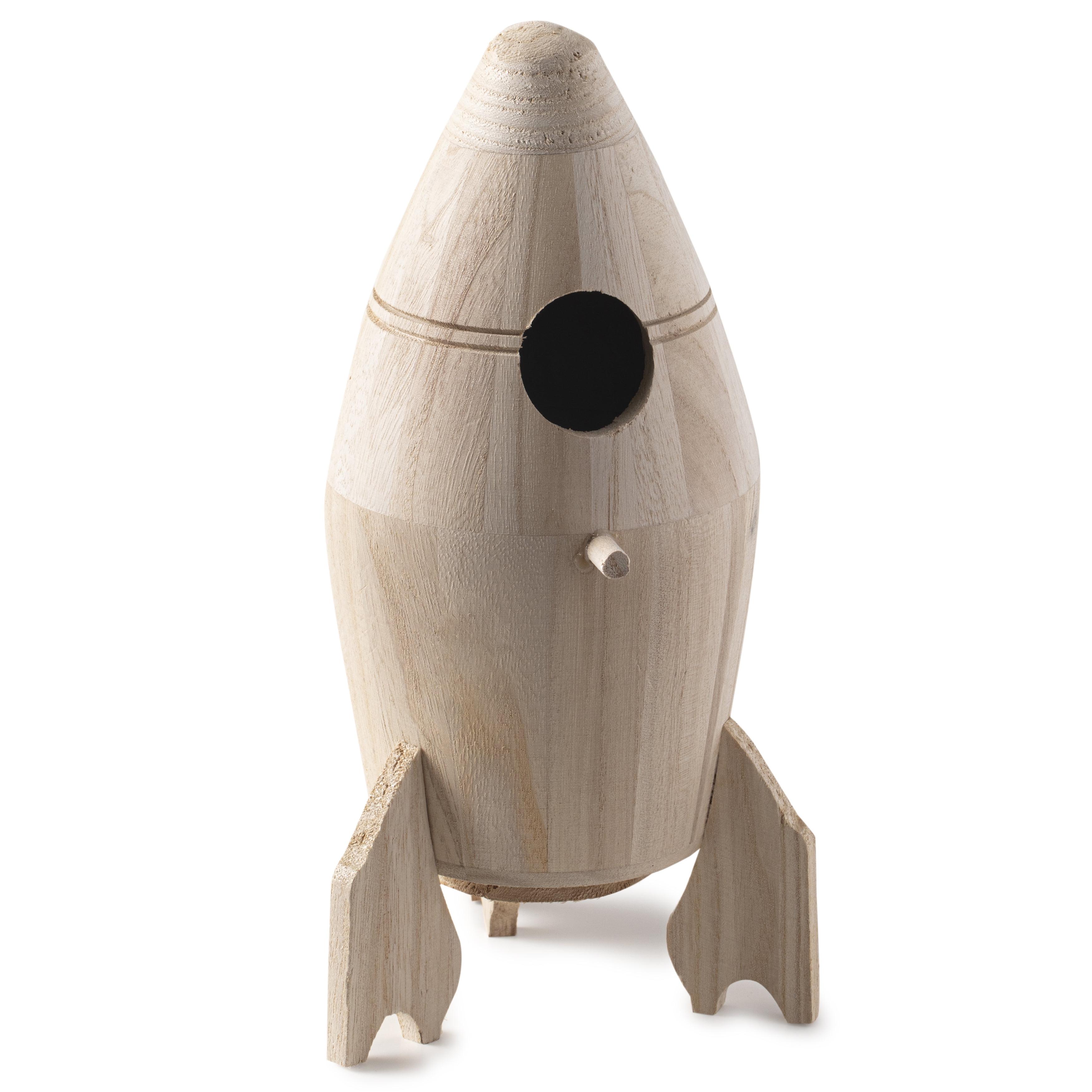 10.5" Rocket Ship Wood Birdhouse by Make Market®