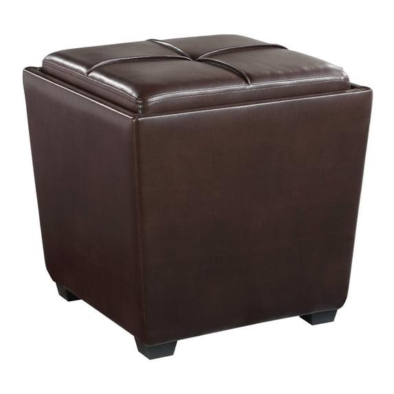 Rockford Storage Ottoman in Cocoa Faux Leather