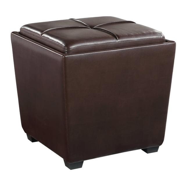 Rockford Storage Ottoman in Cocoa Faux Leather