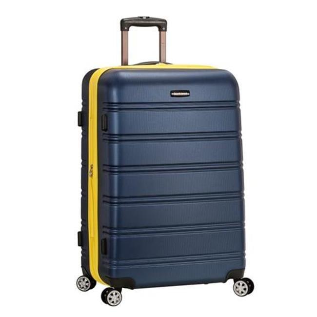 Rockland Melbourne Hardside Expandable Luggage with Spinner Wheels Navy Checked Large 28"