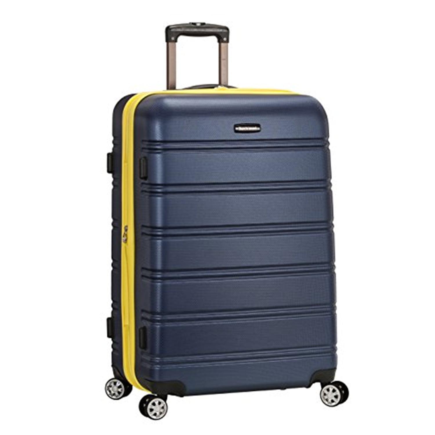 Rockland Melbourne Hardside Expandable Luggage with Spinner Wheels Navy Checked Large 28"