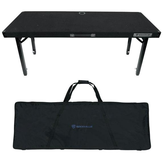 Rockville RTBL4 Adjustable Height DJ Table Folding Legs + Carry Bag 20" x 60"