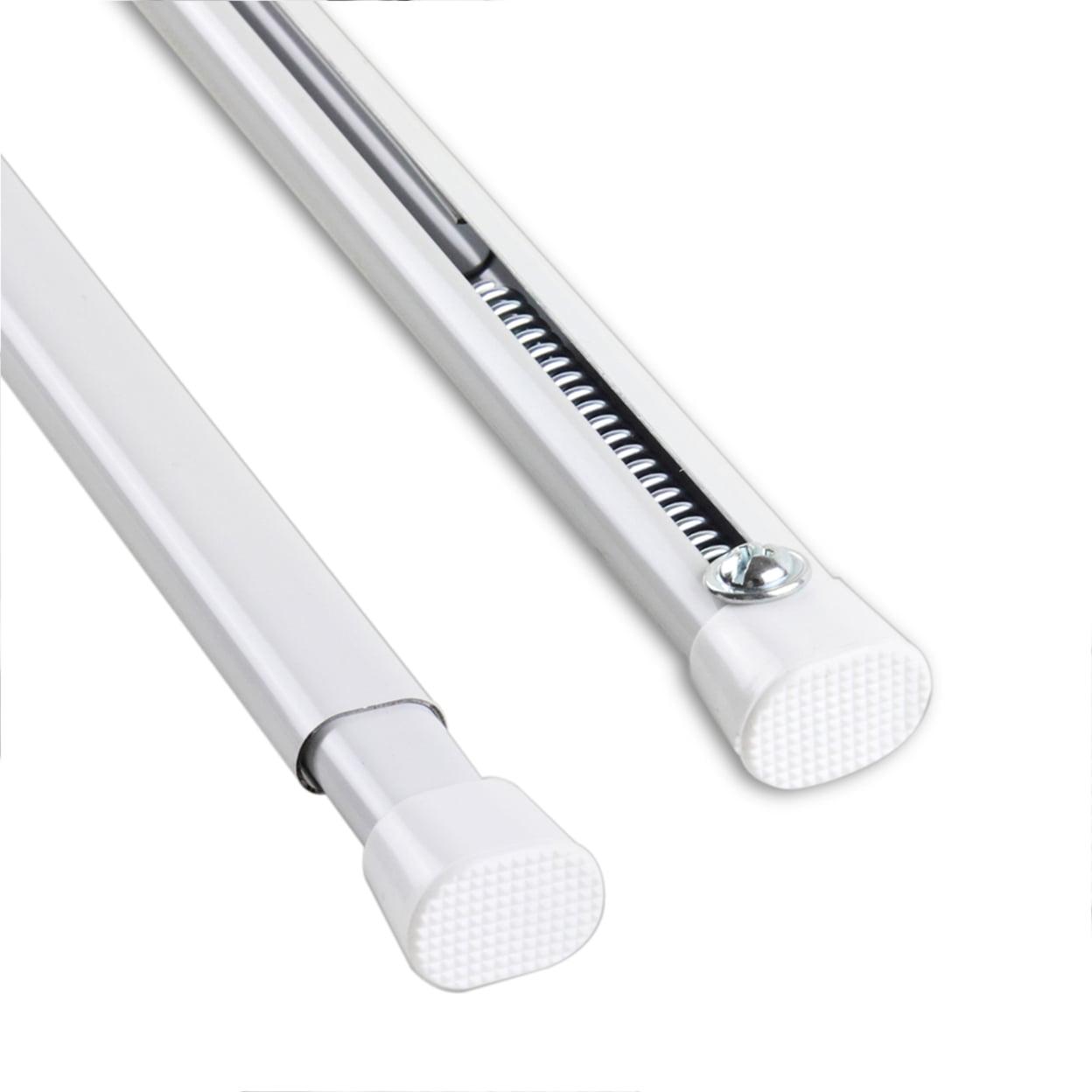 Adjustable White Metal Tension Rod with Plastic Ends