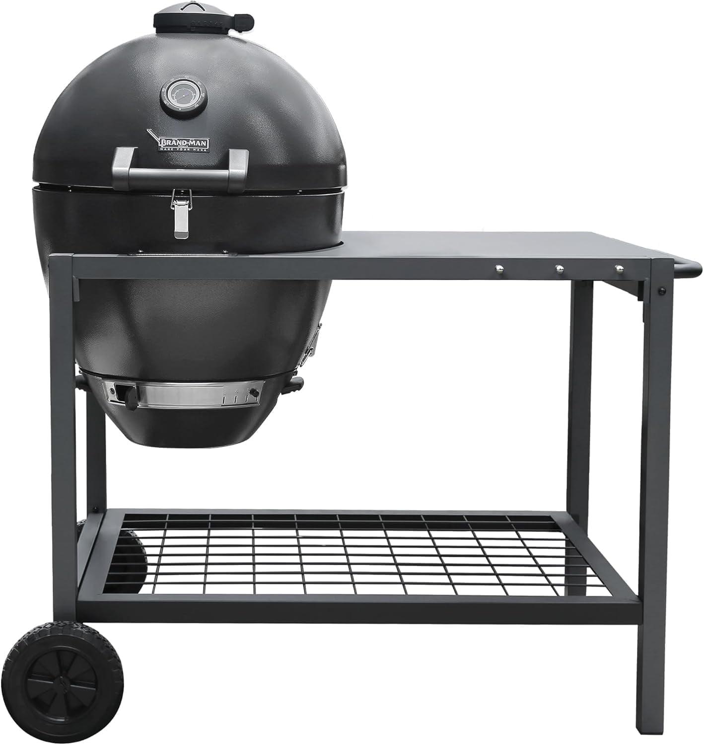 Brand-Man Grills Kamado Charcoal Grill with W/Prep Cart, BBQ Grill for Outdoor Cooking