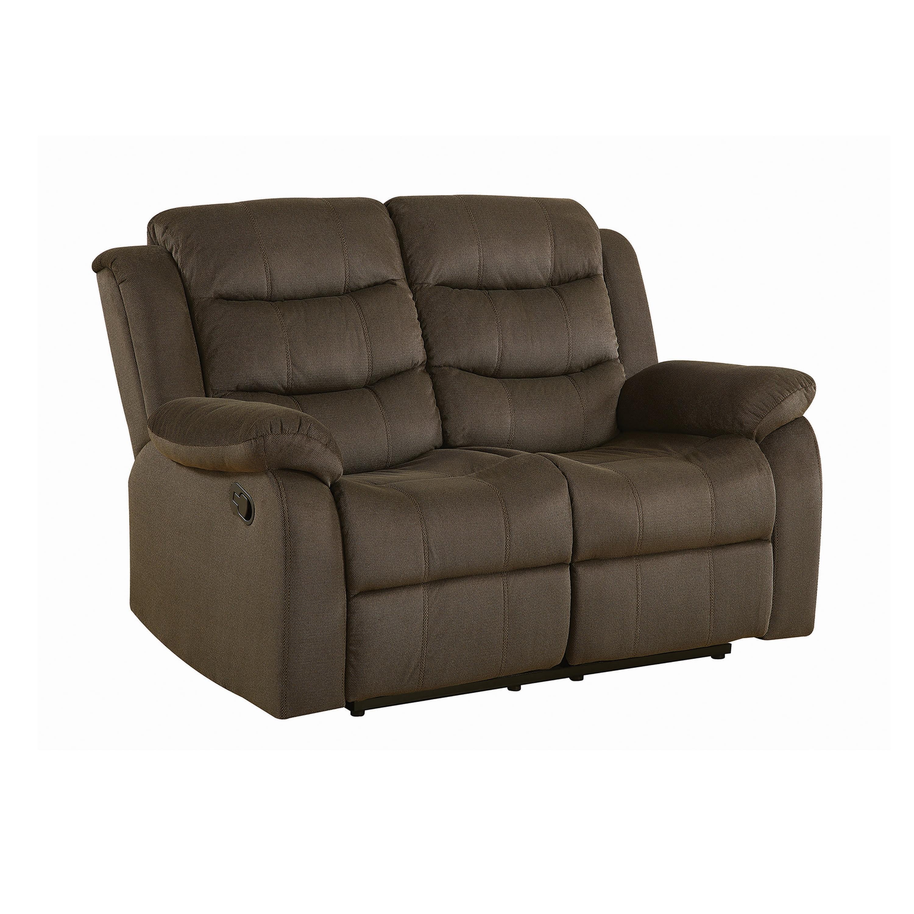 Olive Brown Velvet Reclining Pillow-Top Arm Loveseat