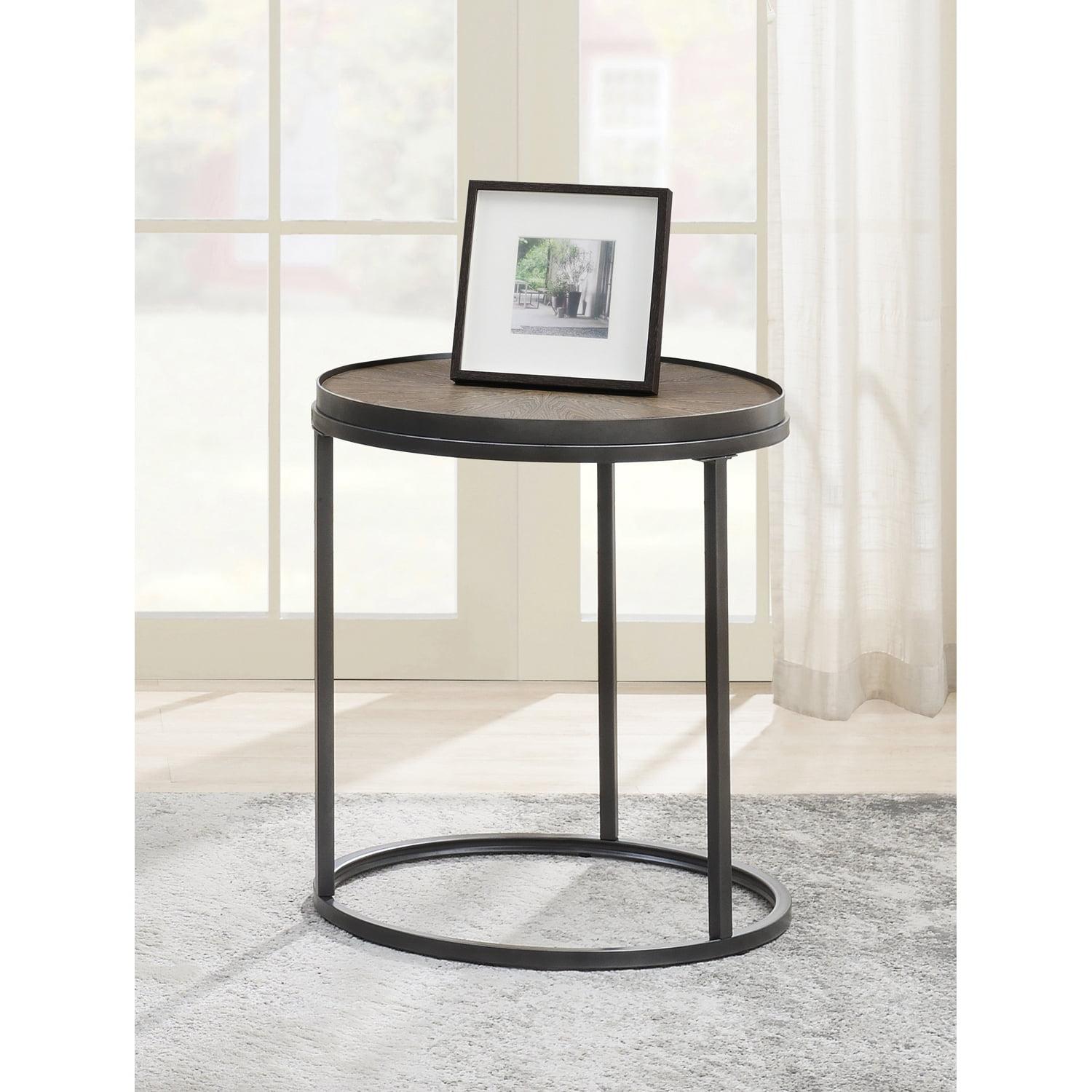 Transitional Gunmetal and Weathered Elm 22" Round End Table