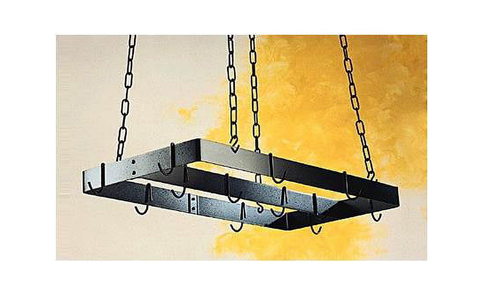 Black Metal Rectangular Ceiling Pot Rack with Center Bar