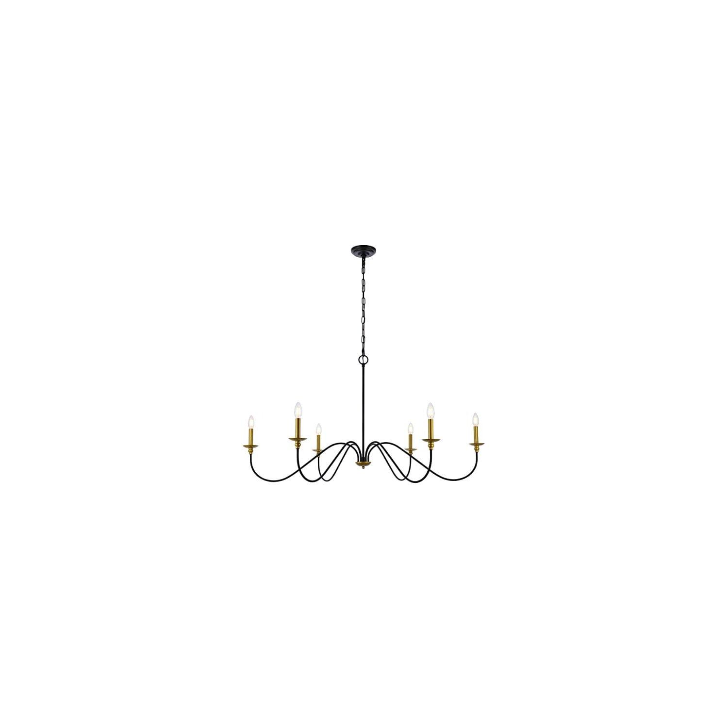 Elegant Rohan 48" Brass and Black Iron Chandelier