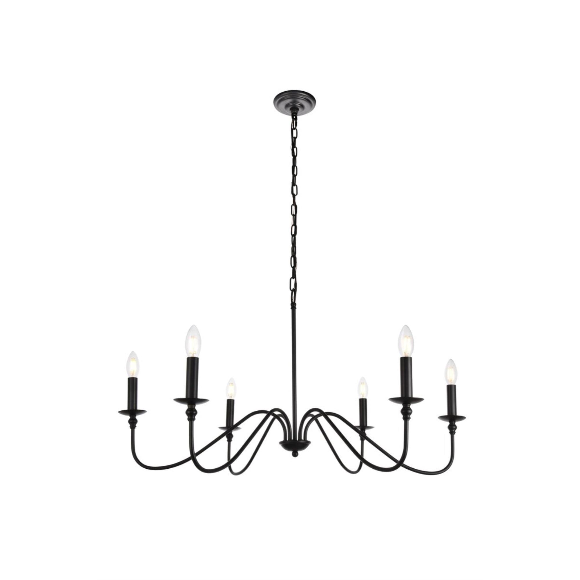 Rohan 6-Light 36" Matte Black Graceful Chandelier