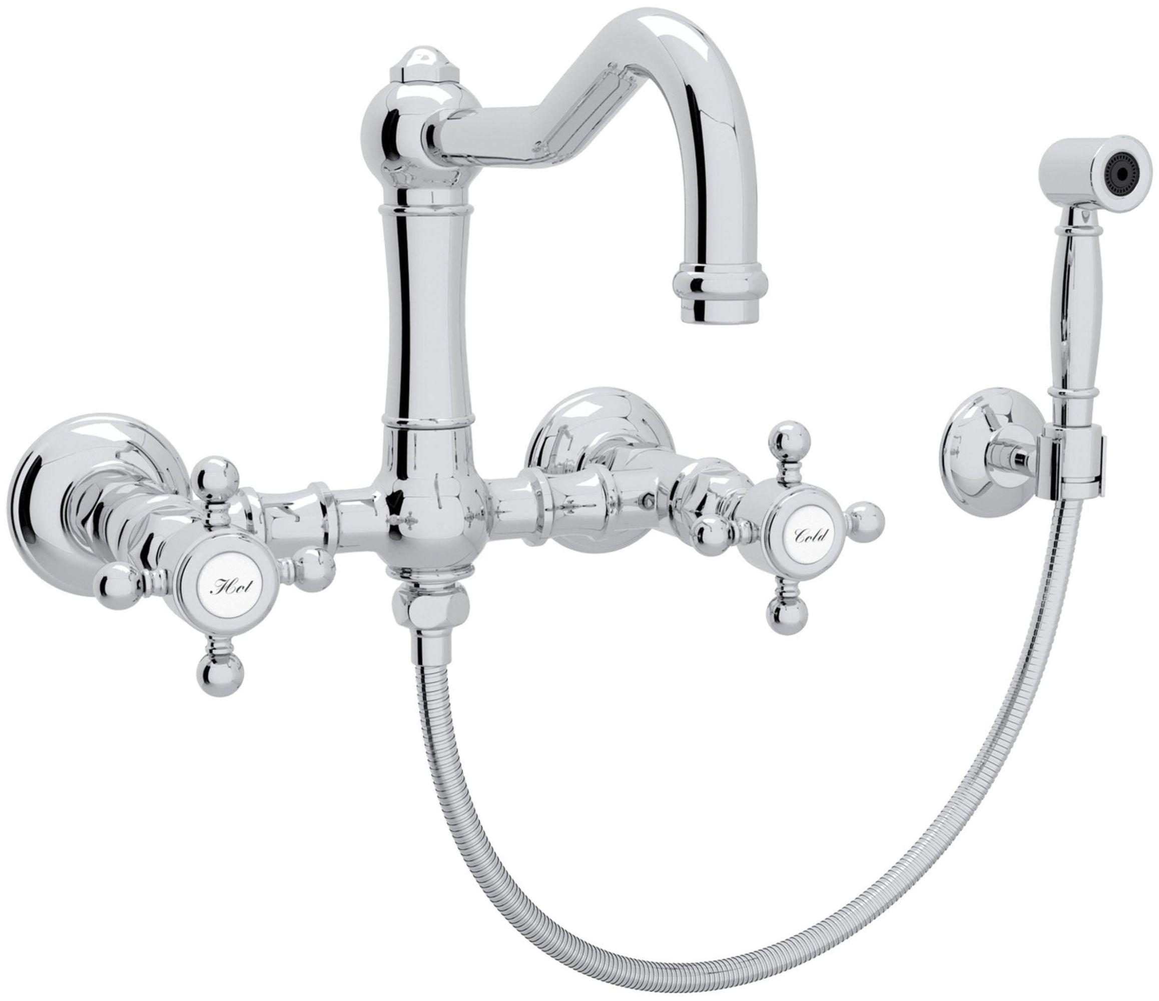 Elegant Acqui 7" Polished Chrome Wall-Mounted Kitchen Faucet