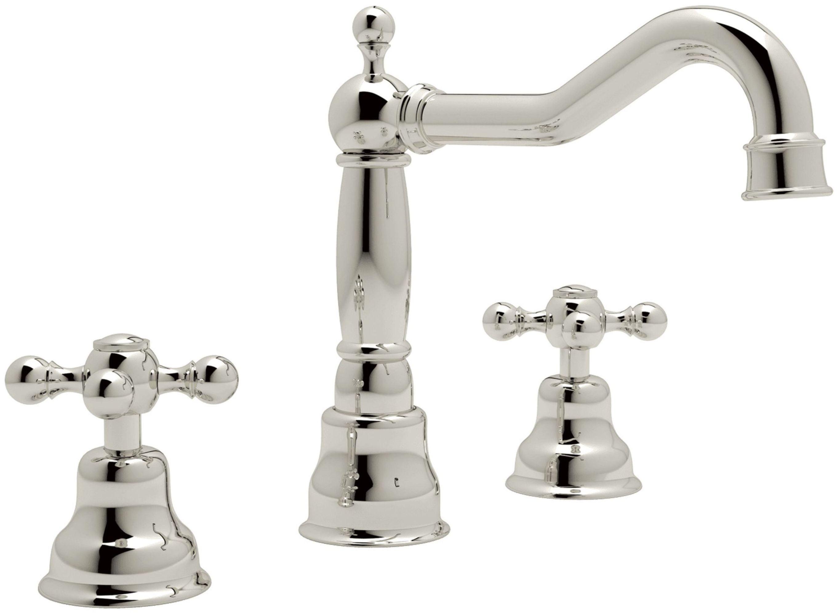 Elegant Traditional Polished Nickel 3-Hole Widespread Faucet with Porcelain Handles