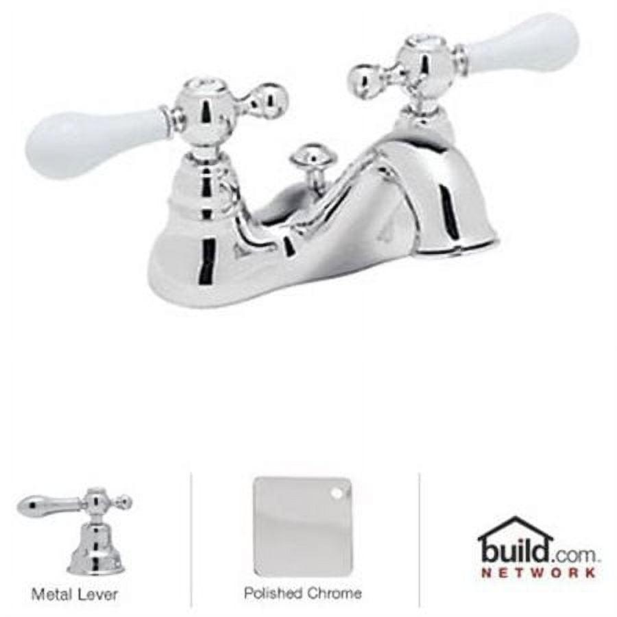 Eleganza Polished Chrome Centerset Lavatory Faucet with Porcelain Handles