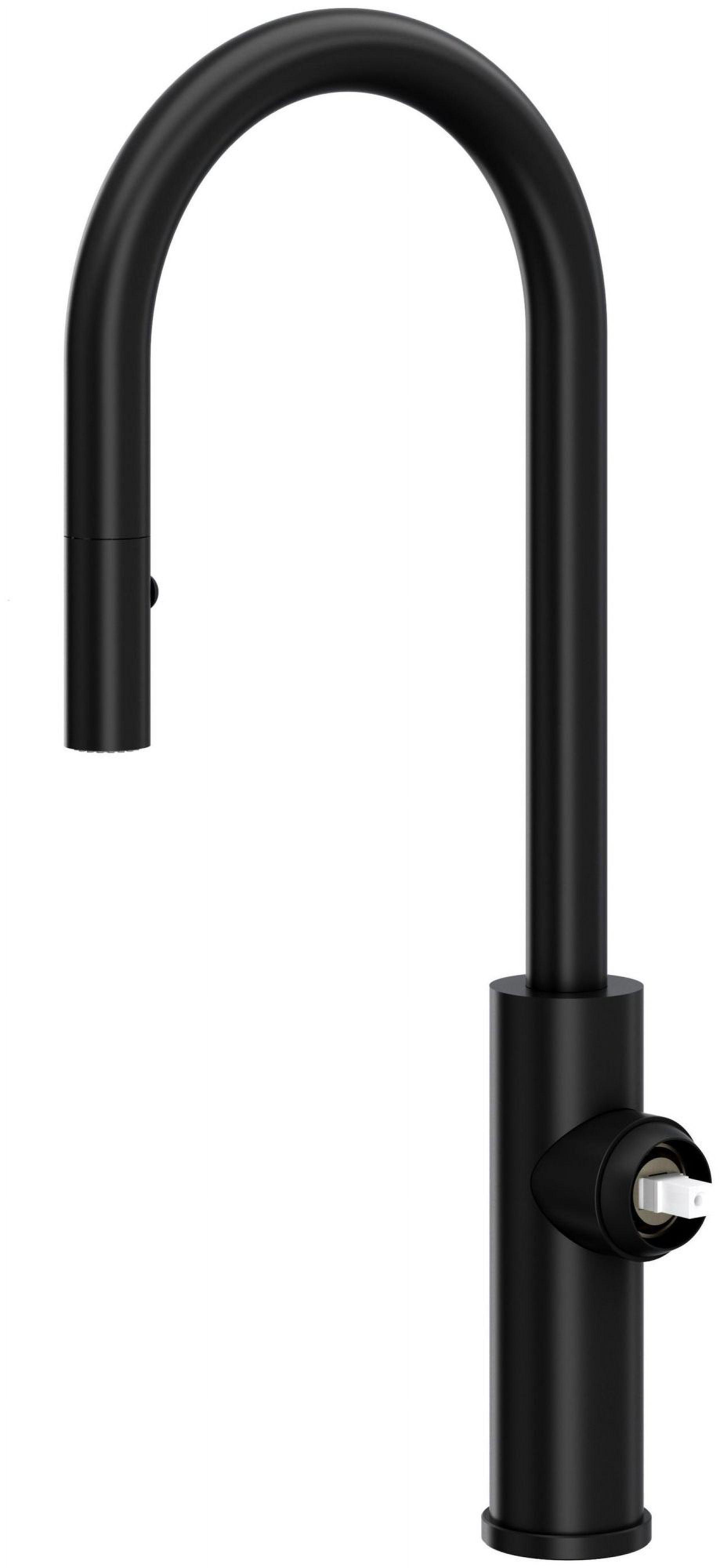 Rohl Eclissi™ Pull-Down Bar/Food Prep Kitchen Faucet with C-Spout and Handle EC65D1MB+EC81IWMB