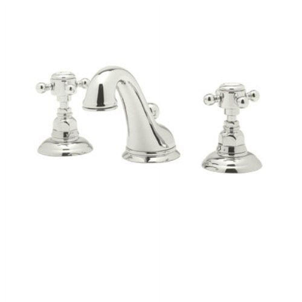 Polished Nickel Widespread Bathroom Faucet with Porcelain Handles