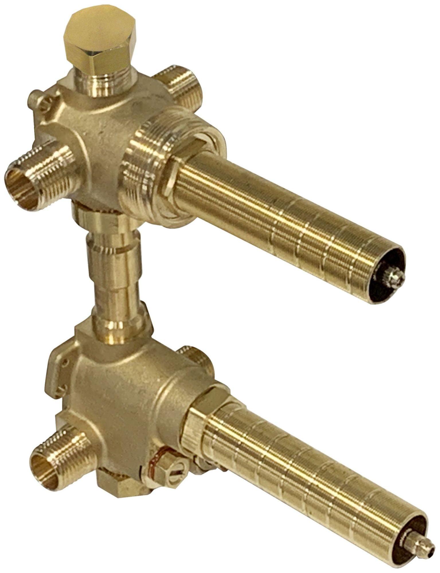 Universal 1/2" Thermostatic Rough Valve-in with Integrated Two Outlet Dedicated Diverter