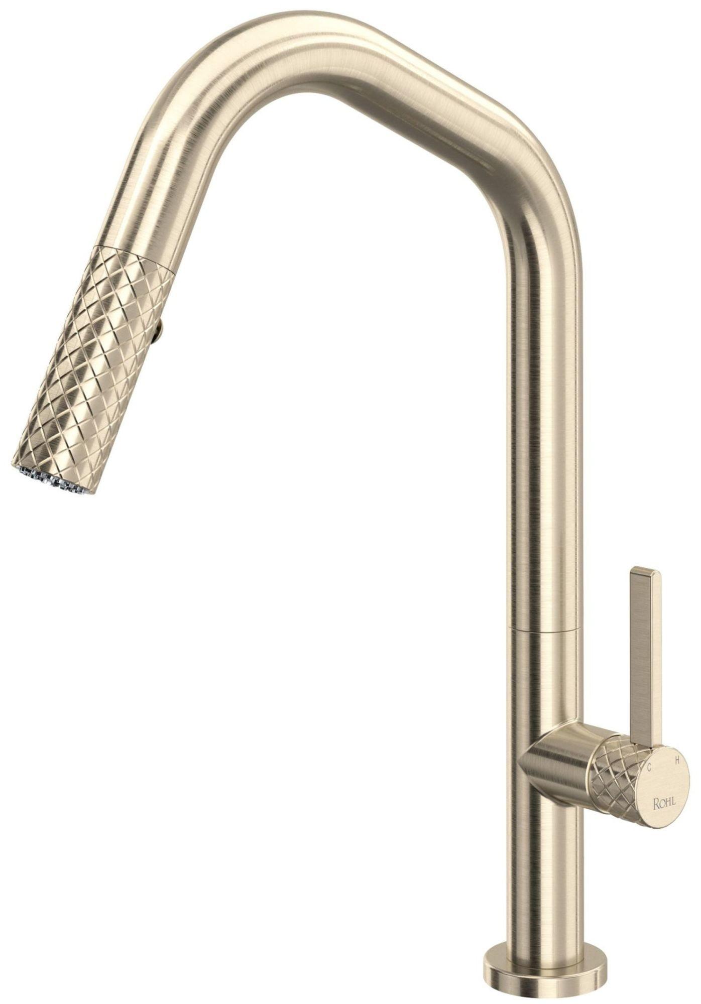 Polished Nickel Brass Pull-Down Kitchen Faucet with Spray