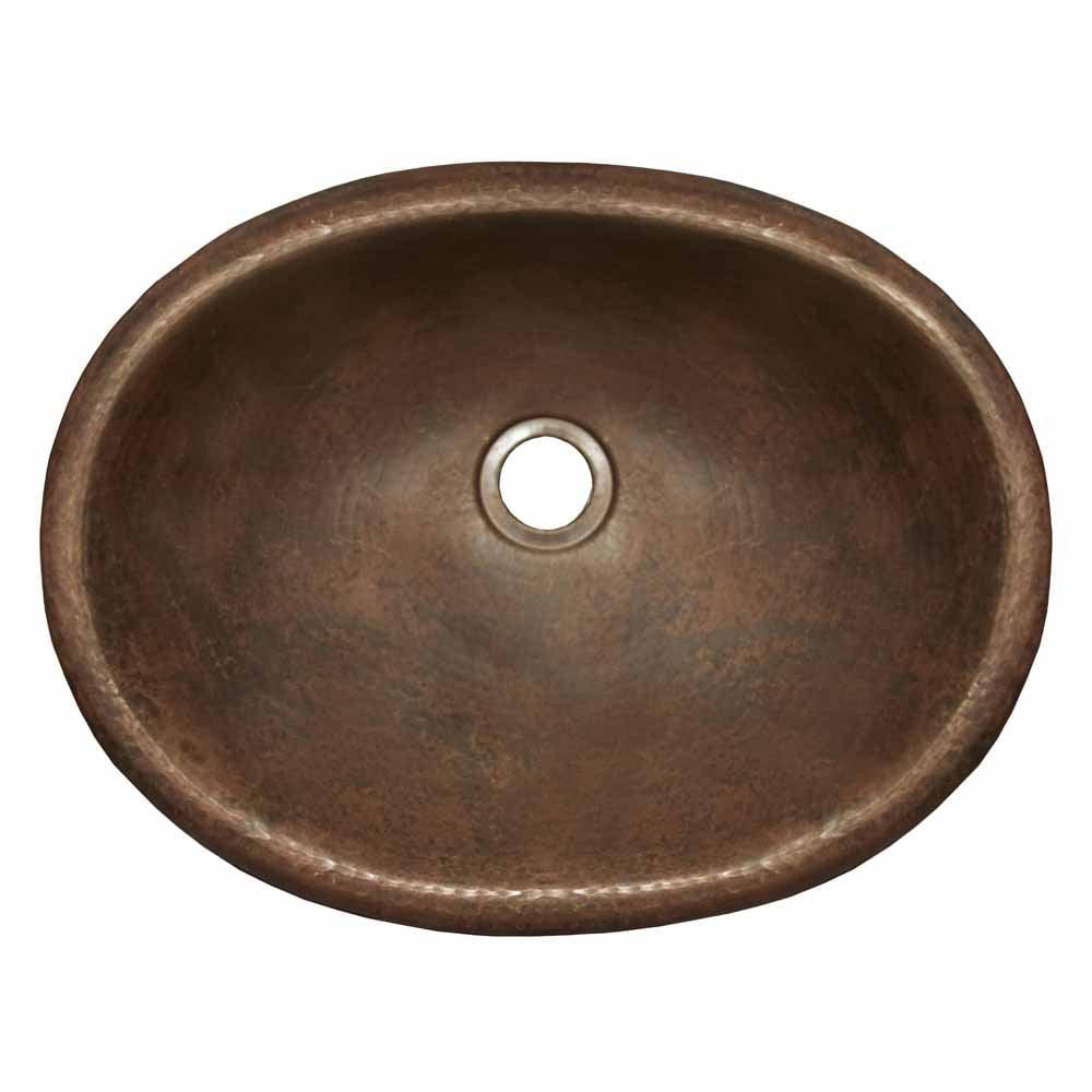 Baby Classic Antique Copper Metal Hand Hammered Oval Drop-In Bathroom Sink