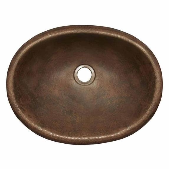 Baby Classic Antique Copper Metal Hand Hammered Oval Drop-In Bathroom Sink