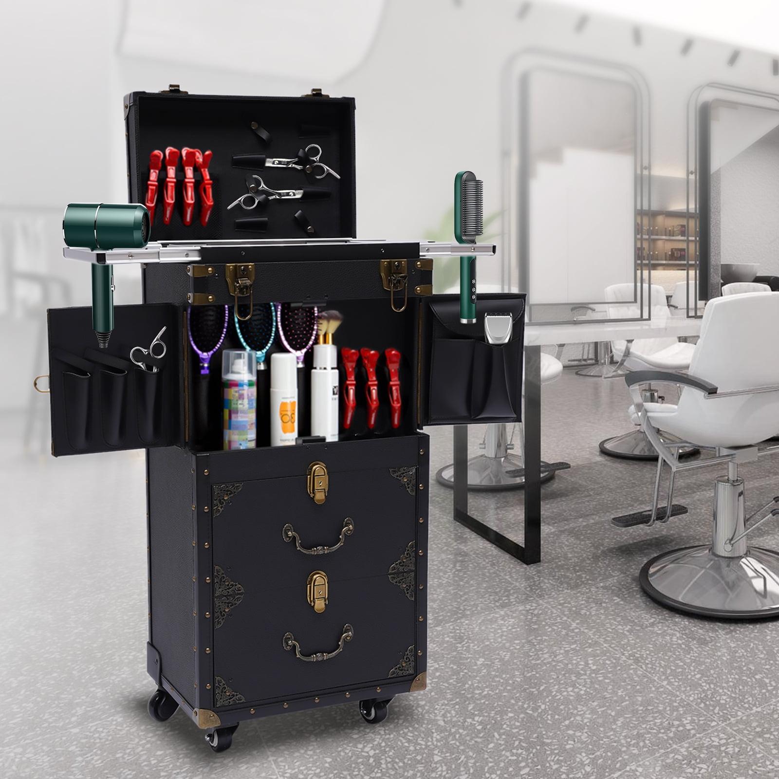 YaoTown Lockable Hairdressing Organizer Tool Box with Hair Dryer Holder