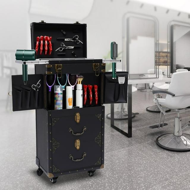 YaoTown Lockable Hairdressing Organizer Tool Box with Hair Dryer Holder