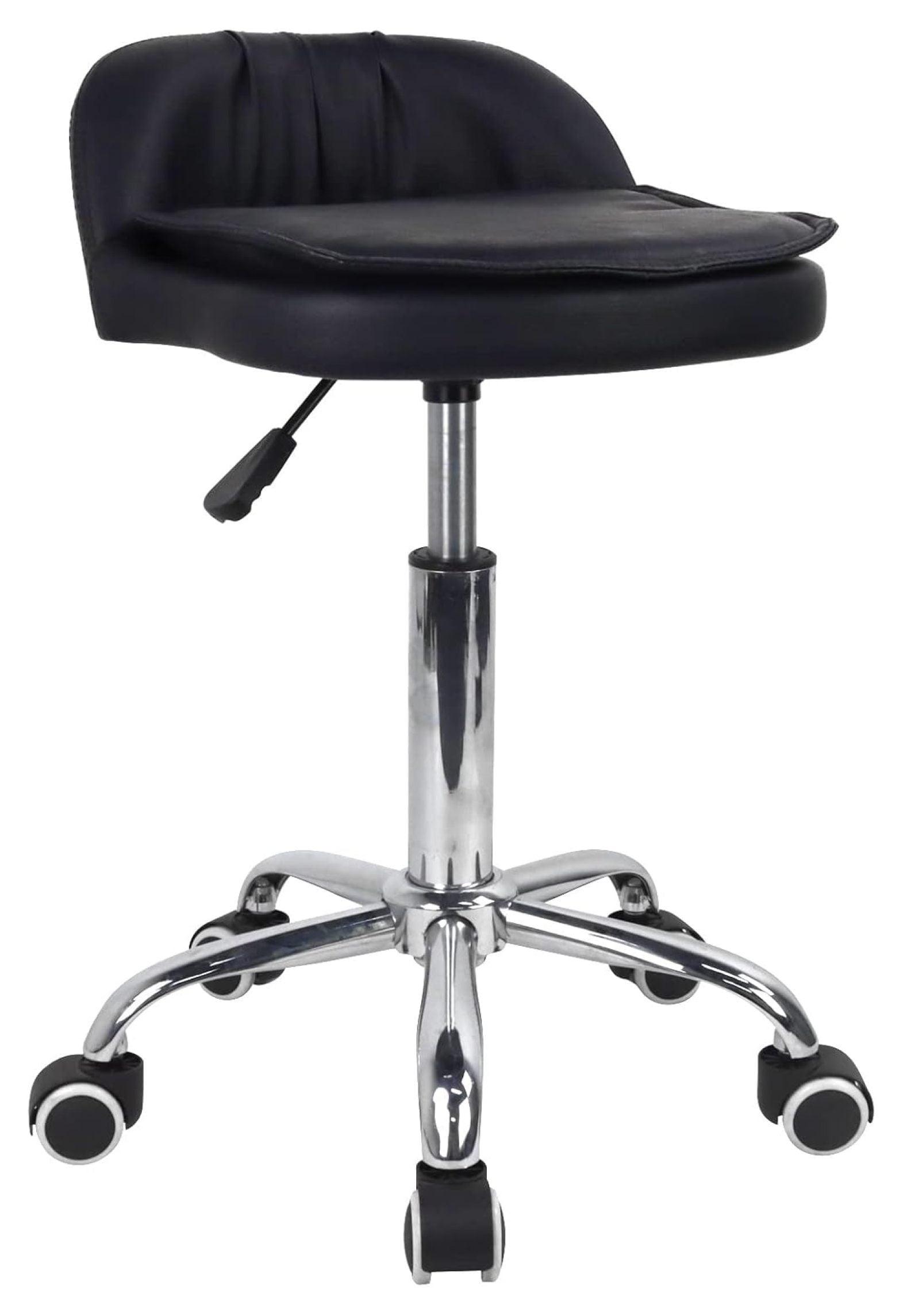 Black Adjustable Swivel Leather Spa Stool with Wheels