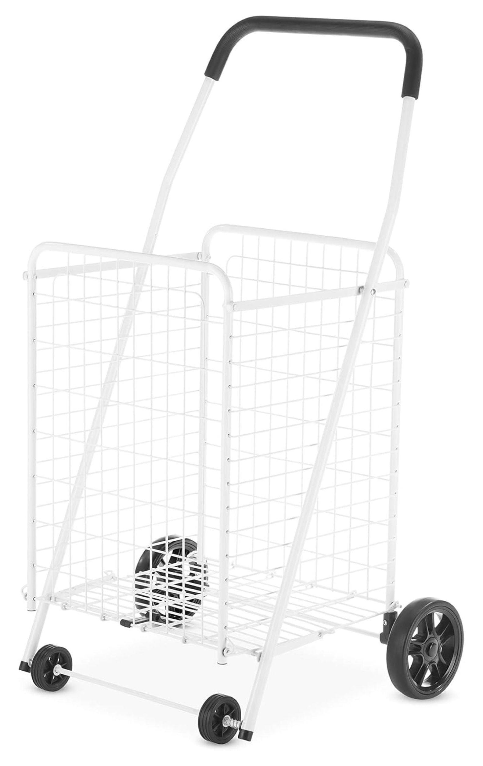 White Metal Folding Utility Cart with Swivel Wheels