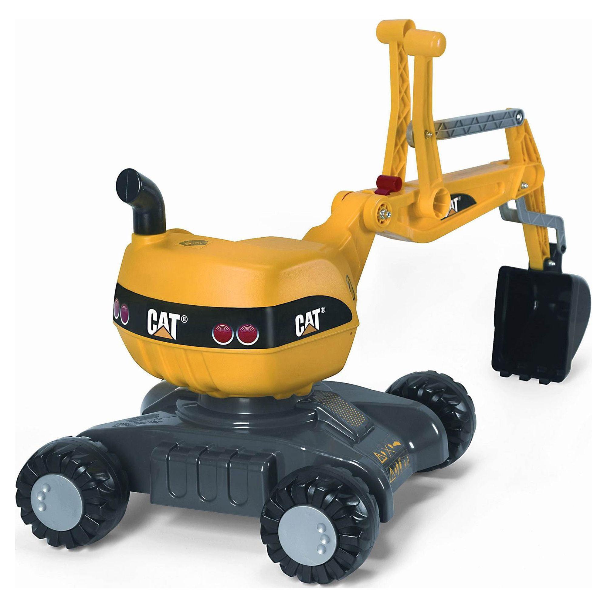 Yellow Plastic 360-Degree Excavator Ride-On Toy