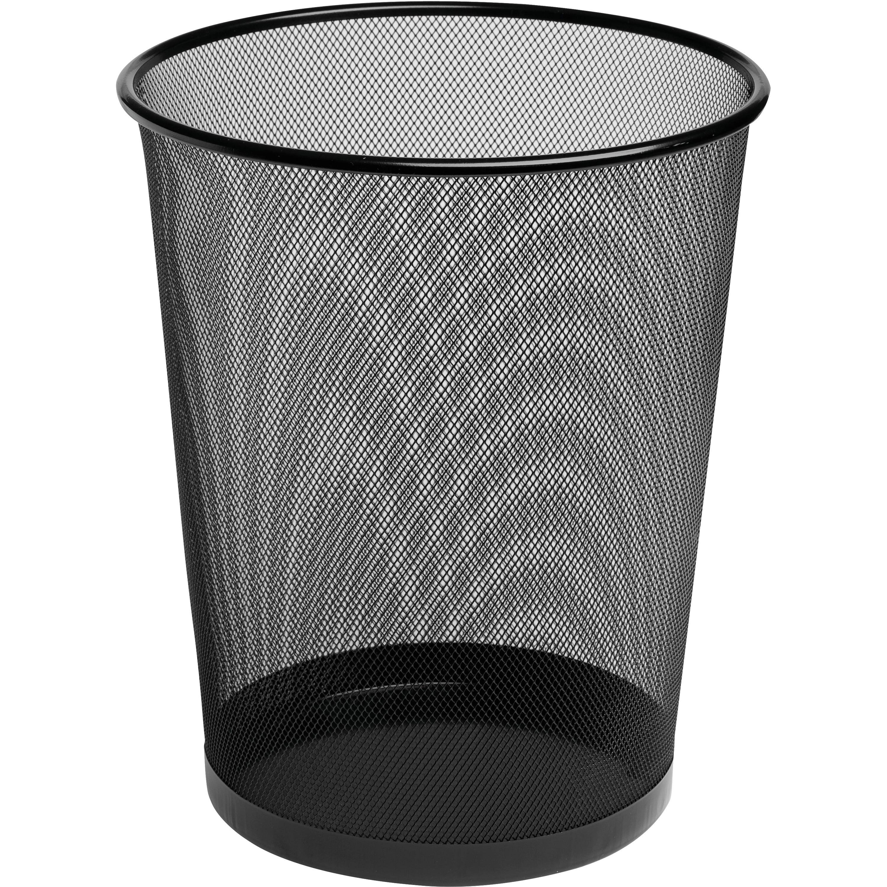 Black Metal Mesh Round Office Wastebasket, 4.5 Gallon