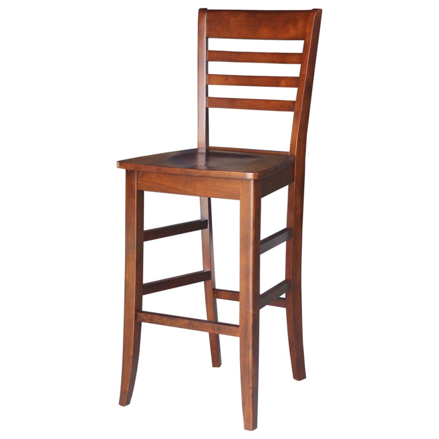 Espresso Solid Wood 30" Bar Height Stool