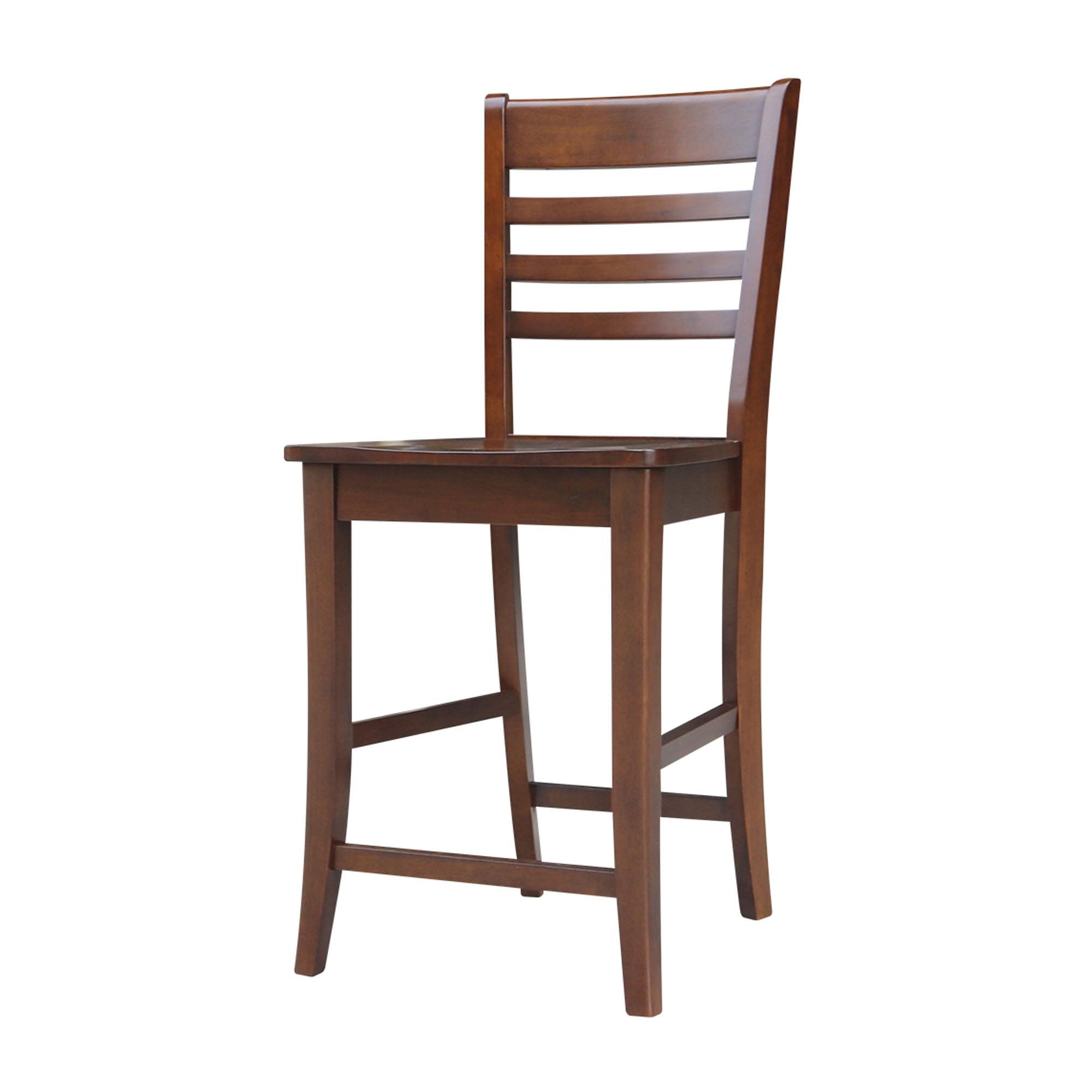 Elegant Roma Solid Hardwood Counter Height Barstool in Espresso