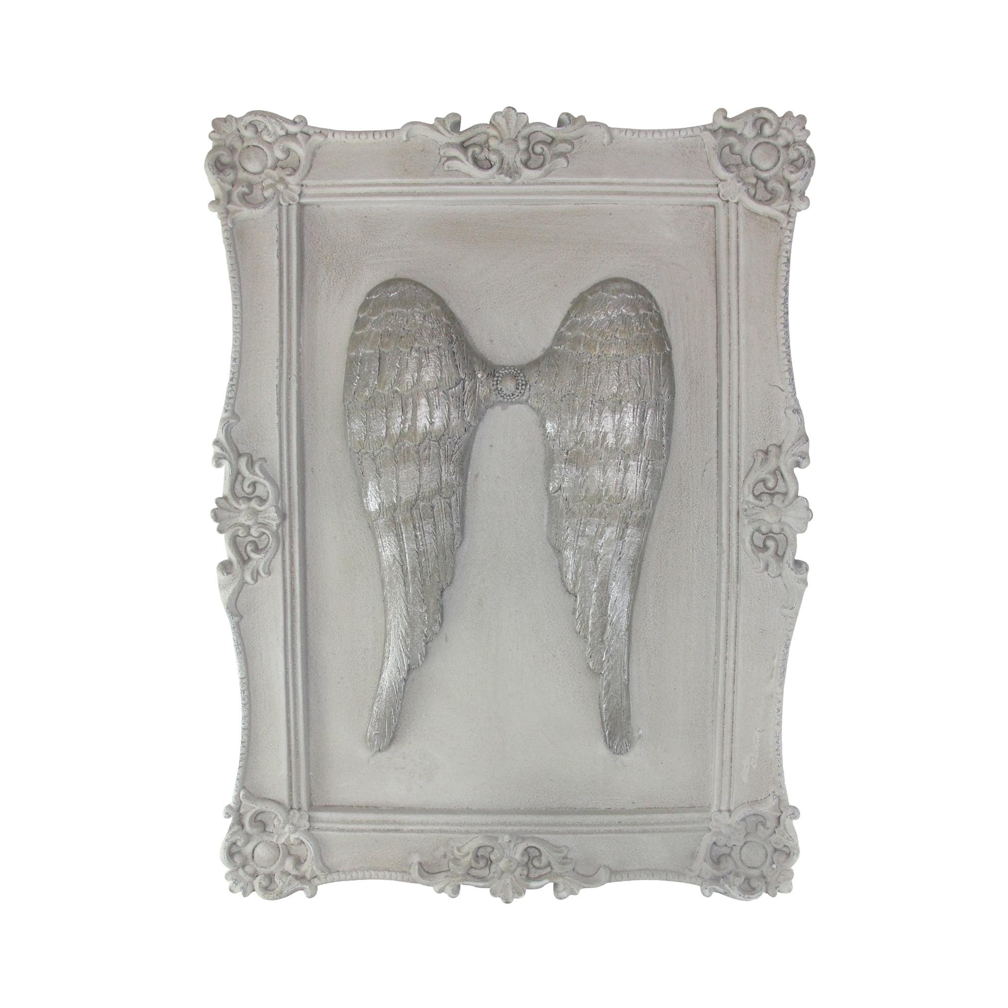 Roman 15.5" Religious 3-D Angel Wings Decorative Framed Wall Plaque