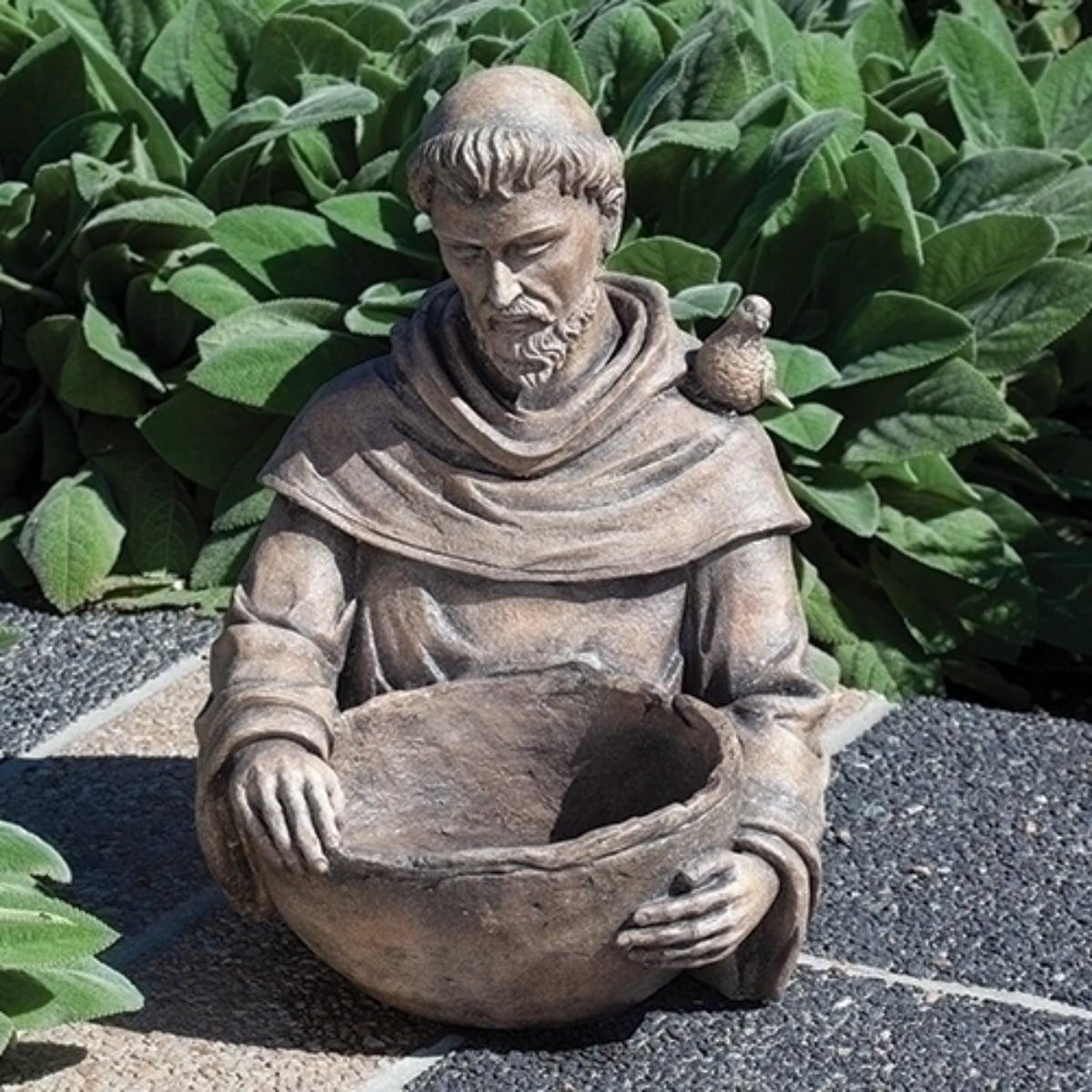 Roman 19" St. Francis Outdoor Garden Statue with Birdbath