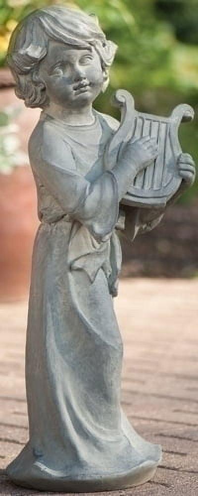 Roman 27.5" Graceful Inspirational Child Playing Lyre Outdoor Patio Garden Statue