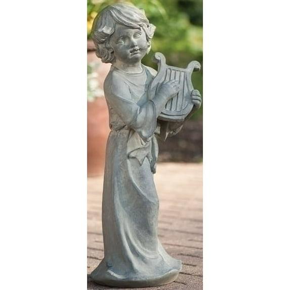 Roman 27.5" Graceful Inspirational Child Playing Lyre Outdoor Patio Garden Statue