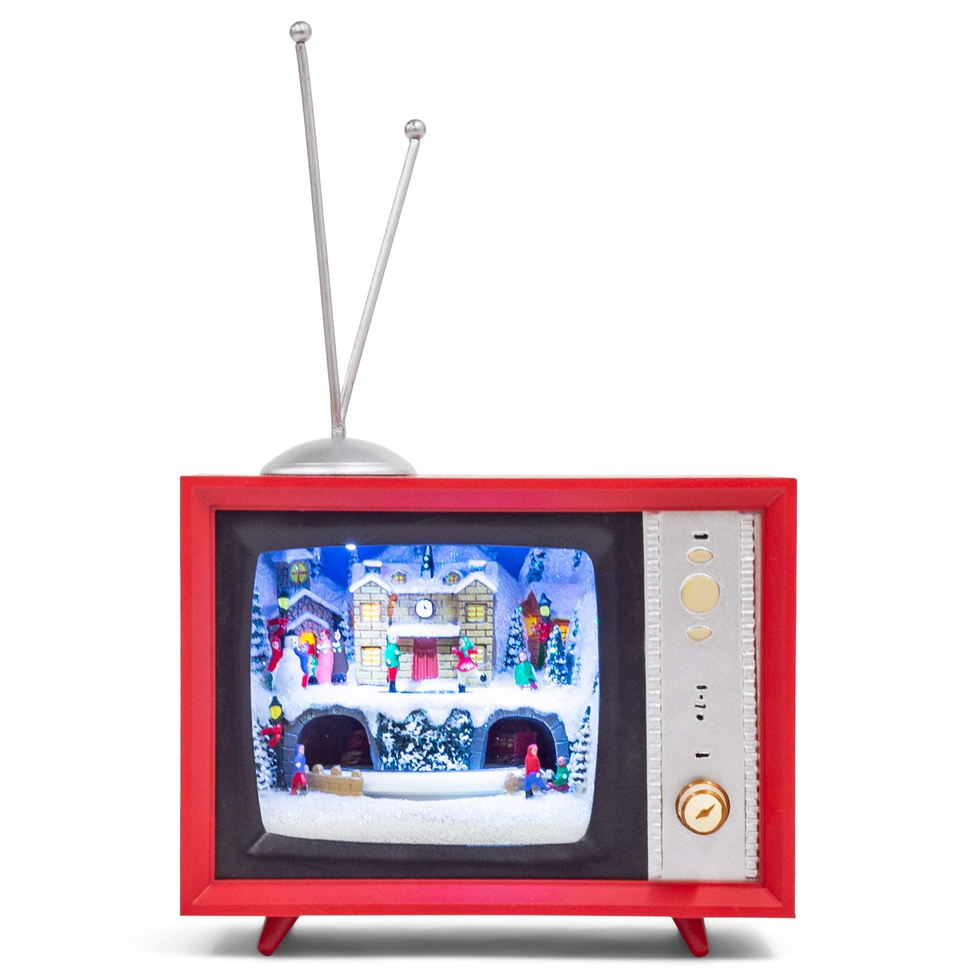 5.25" Red Retro LED TV Christmas Musical Box