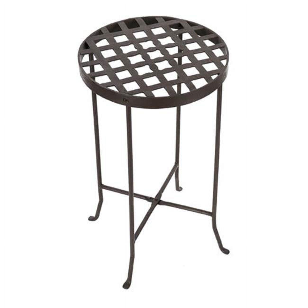 Bronze Wrought Iron Round Plant Stand, 24.75" High