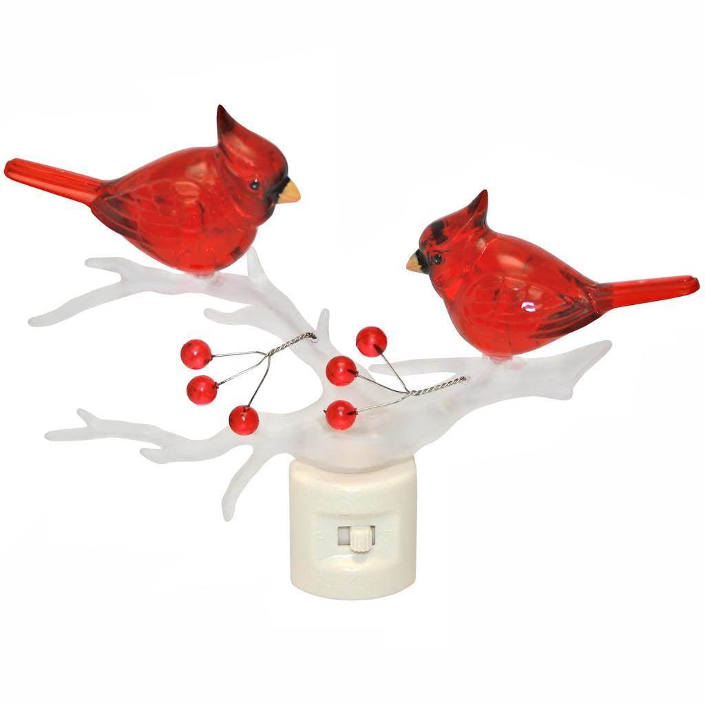 Red Cardinals on Frosted Branch LED Night Light