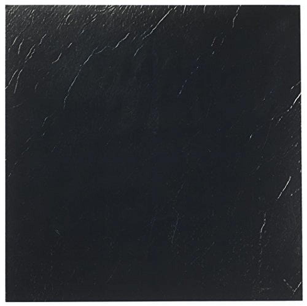 Solid Black 12'' x 12'' Vinyl Self-Adhesive Floor Tiles, 20-Pack