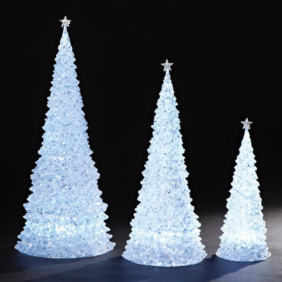 Winter Starlight Trio LED Glitter Christmas Tree Figurines 20"