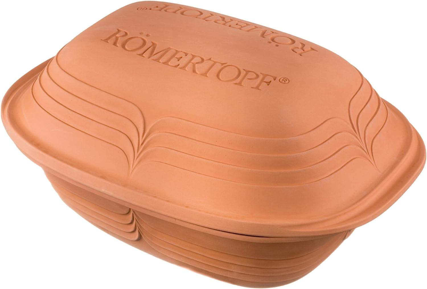 Romertopf 11505 Clay Roaster | Modern Look | Non-Stick Dutch Oven | Healthy Clay Pot Cooking | Clay Baker | Versatile Cooking Vessel - 3.2 qt (3 liters) For Up To 4 People