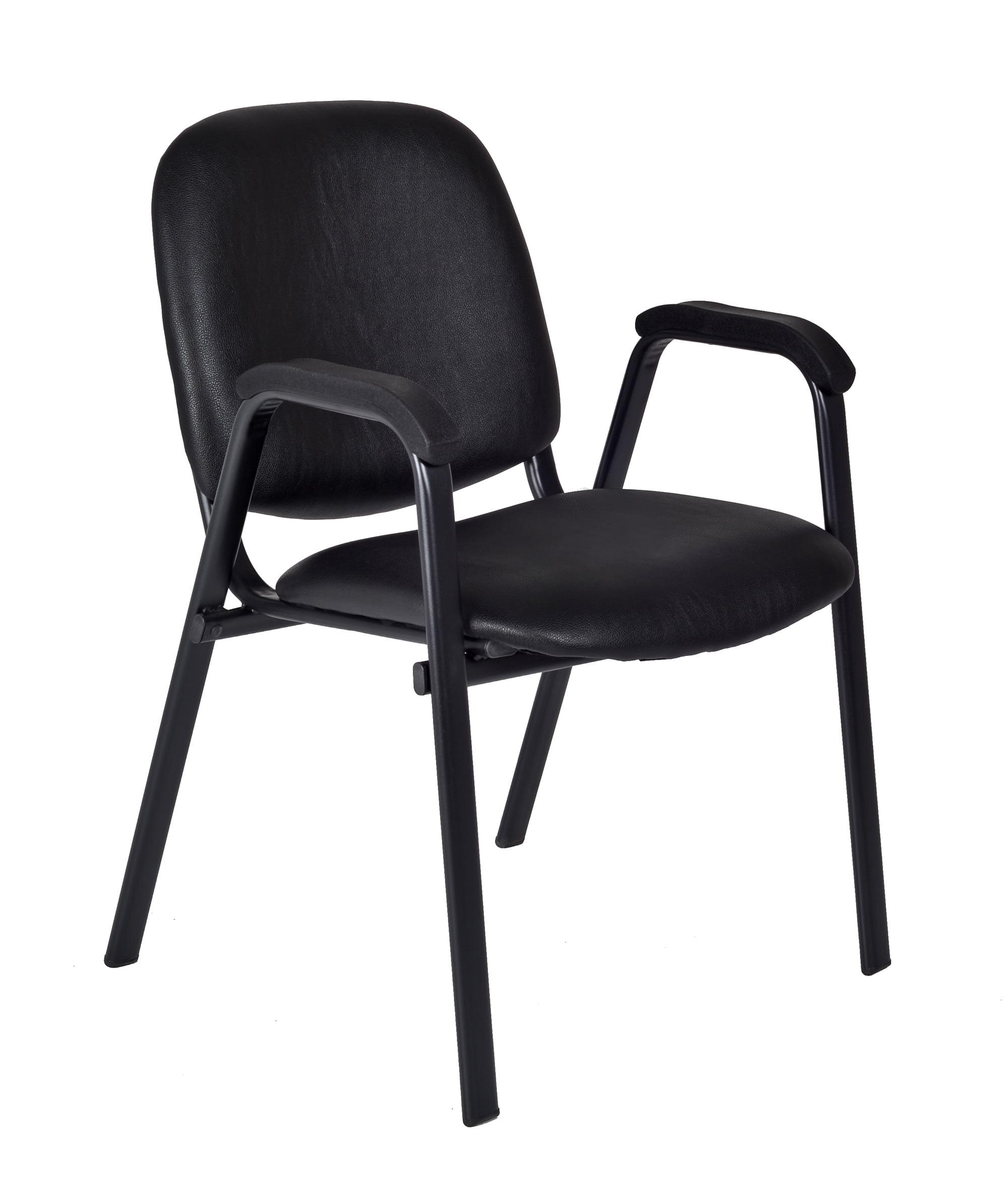 Black Metal Stacking Guest Chair with Padded Arms