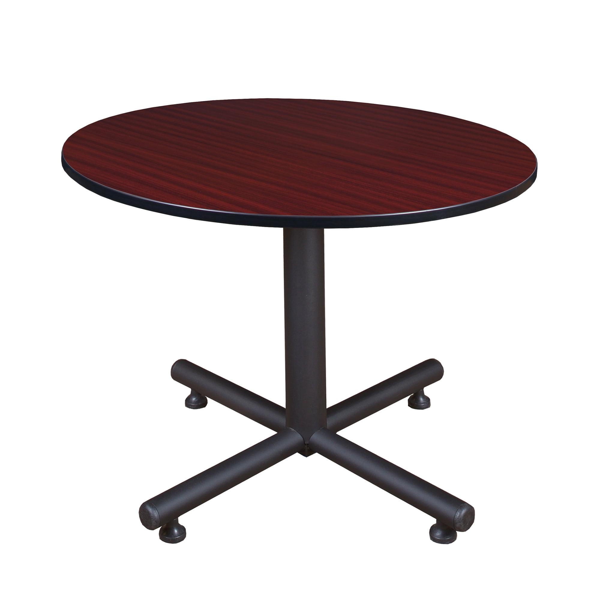 Modern Mahogany 48" Round Dining Table with Metal Base