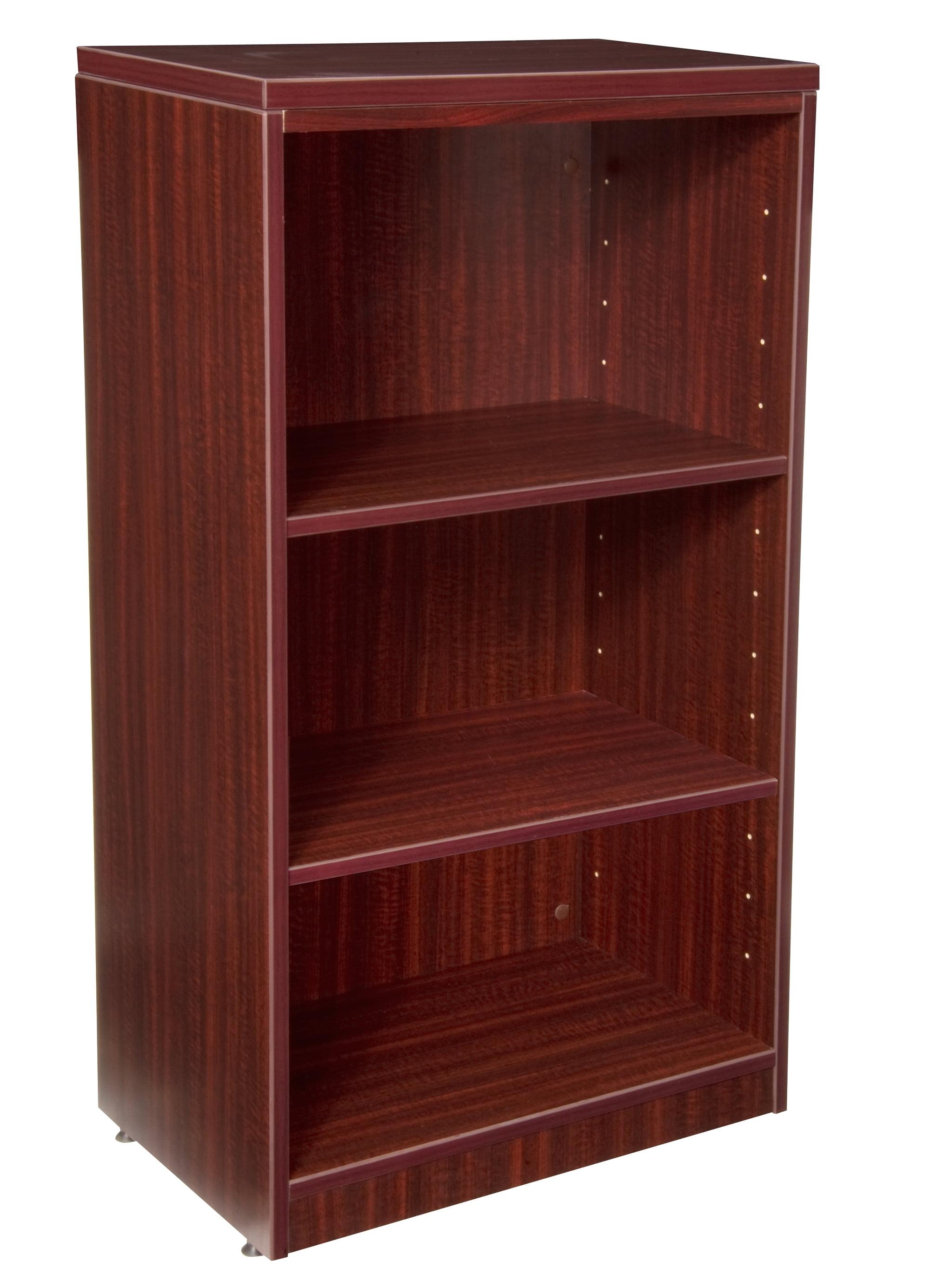 Adjustable Mahogany Wood Stand-Up Bookcase with Doors