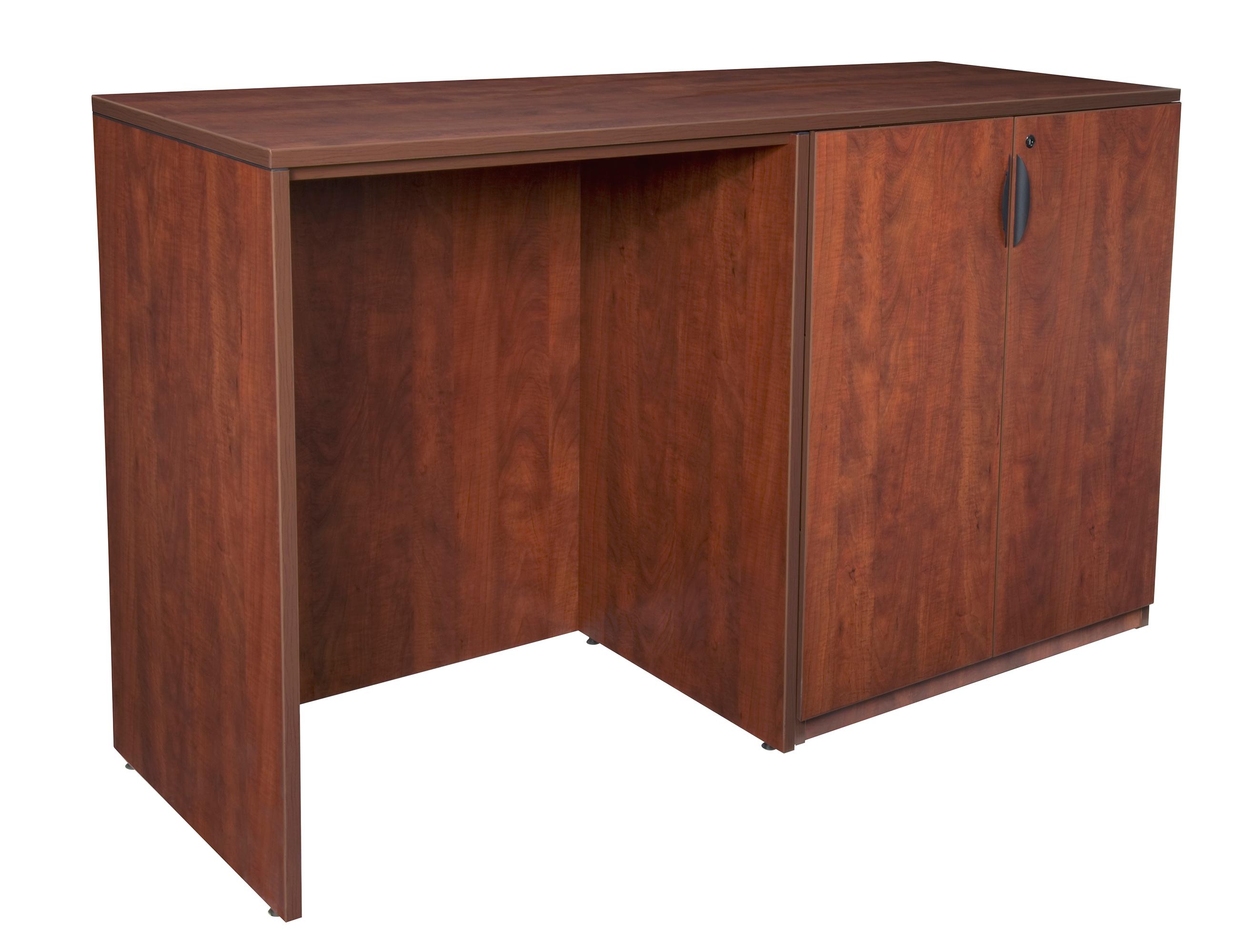 Legacy Cherry Adjustable Height Peninsula Desk with Storage