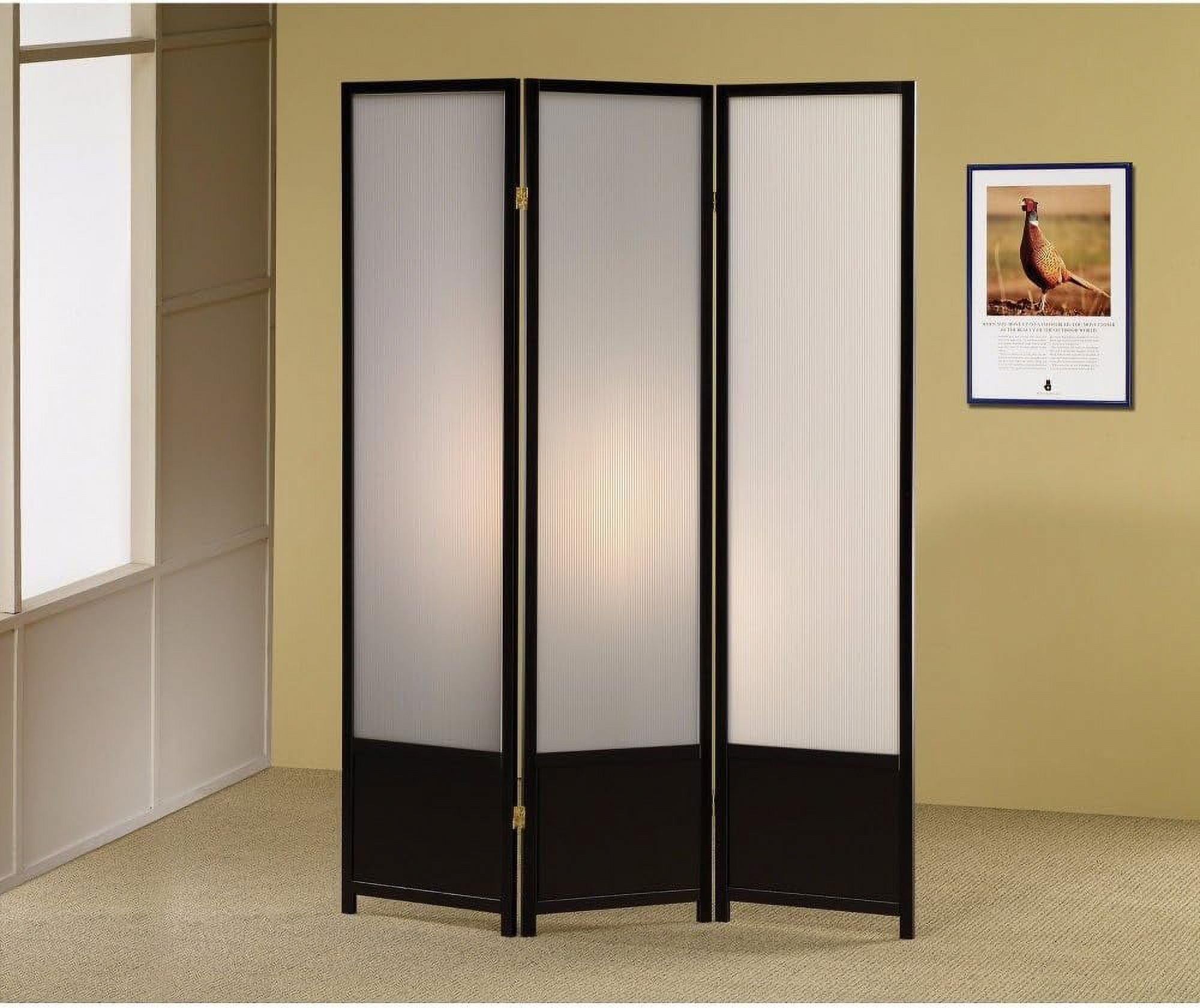 Black Transitional 3-Panel Folding Room Divider