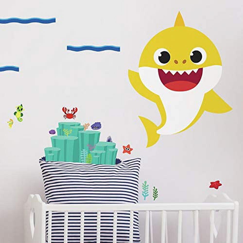 Baby Shark Yellow and White Vinyl Peel and Stick Wall Decals