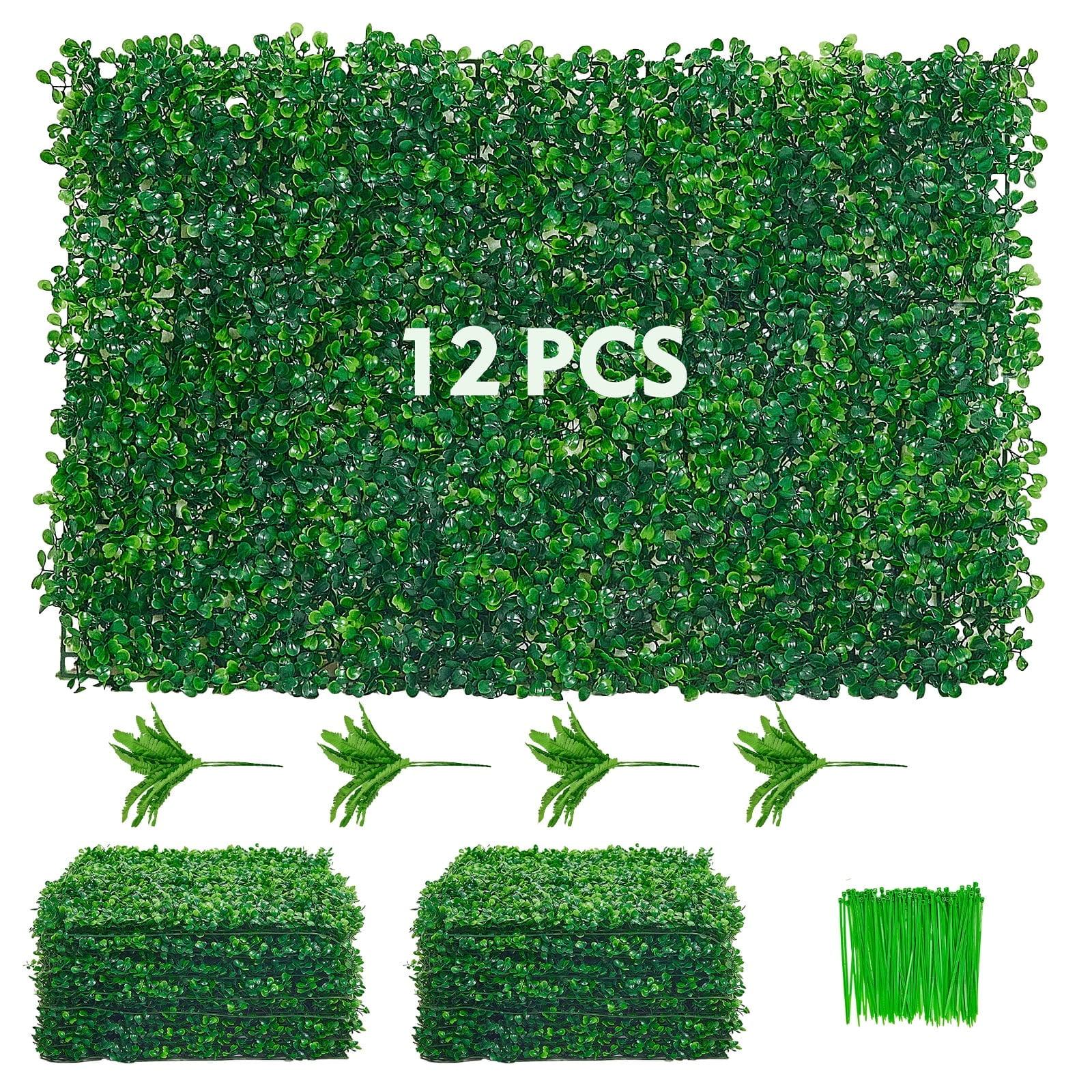 Primrue Primrue 12PCS 16" X 24" Artificial Boxwood Panels,Boxwood Hedge Wall Panels,Artificial Grass Backdrop Wall 1.6", Privacy Hedge Screen UV Protected For Outdoor Indoor Garden Fence Backyard