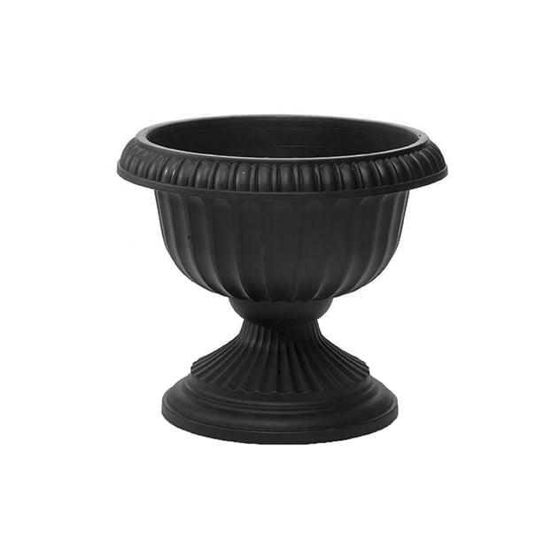Novelty Grecian Plastic Indoor/Outdoor Urn Planter, Black, 12in